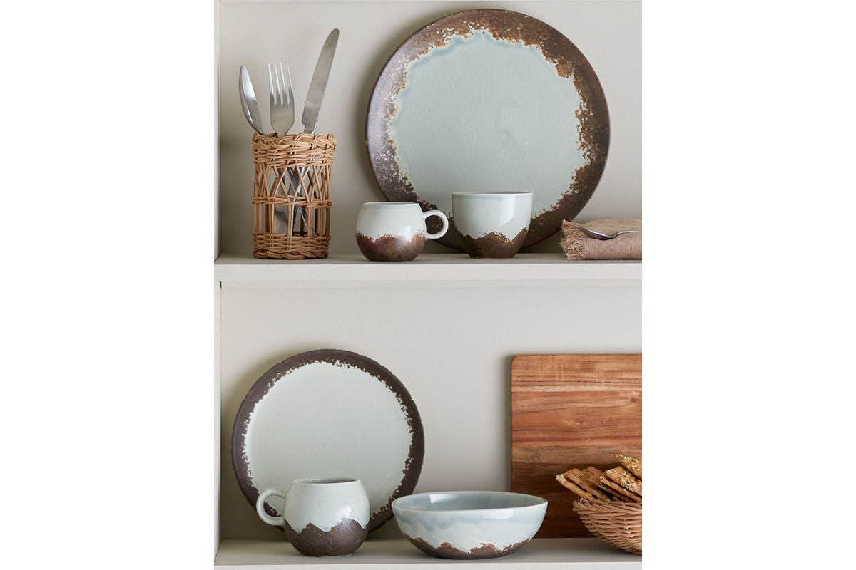 Ontbijtset Liora – steengoed met gestructureerde glazuur (12-delig)