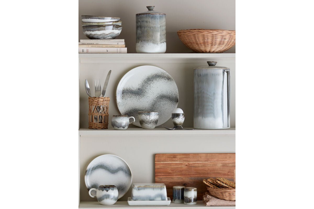 Ontbijtset Liora – steengoed met gestructureerde glazuur (12-delig)