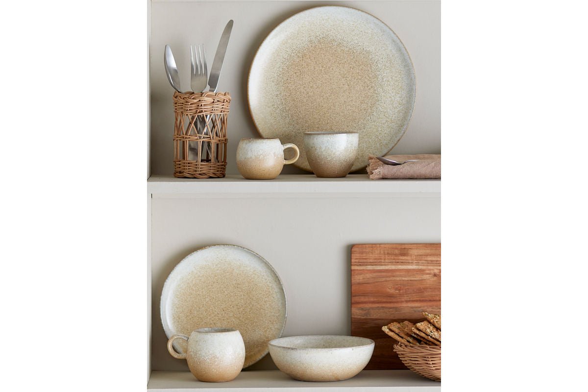 Ontbijtset Liora – steengoed met gestructureerde glazuur (12-delig)