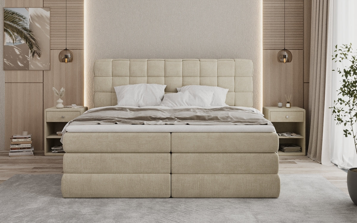 Boxspringbed Trama met opbergruimte in Fluweel