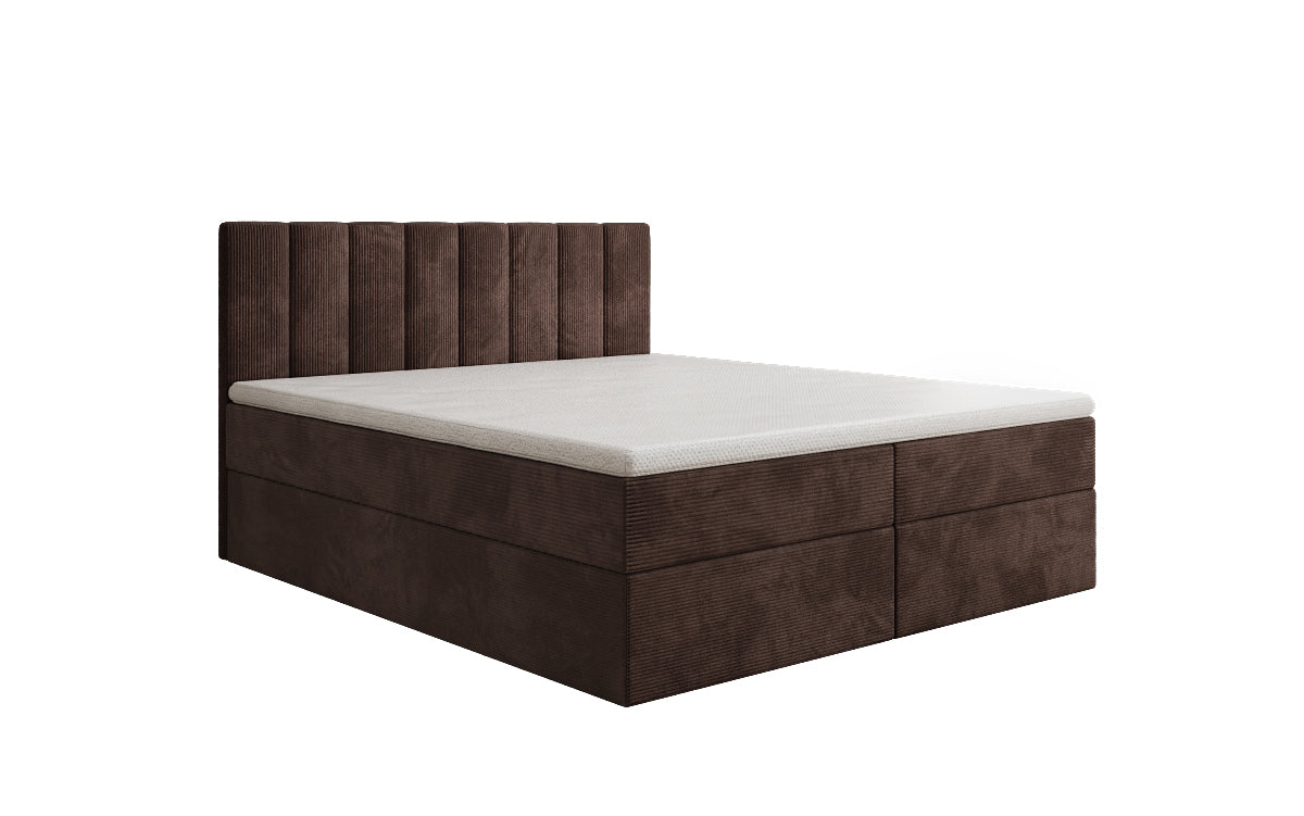 Boxspringbed Sofia in Ribstof met opbergruimte