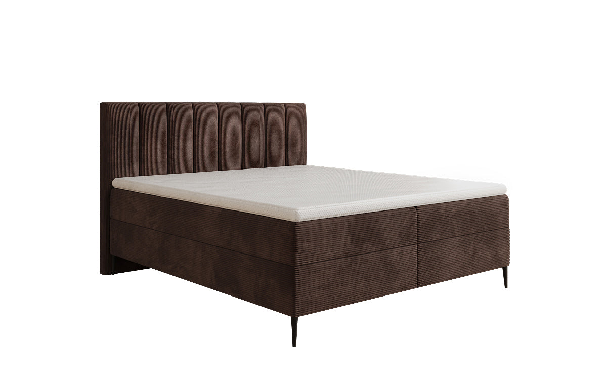 Boxspringbed Lucca in Ribstof met opbergruimte en poten