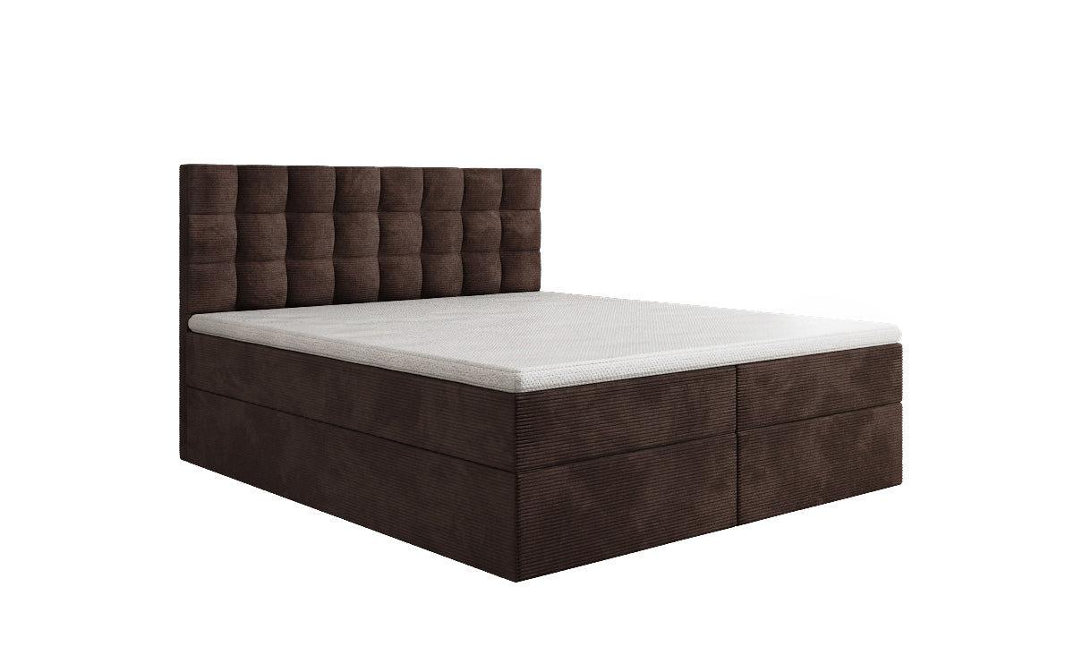 Boxspringbed Como in Ribstof met opbergruimte