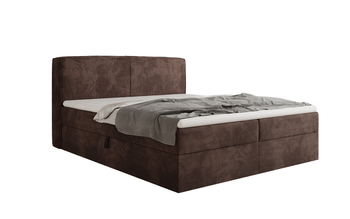 Boxspringbed Marea in Ribstof met opbergruimte