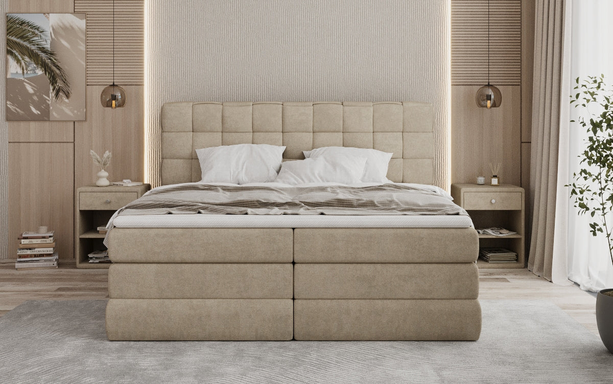 Boxspringbed Trama met opbergruimte in Stof