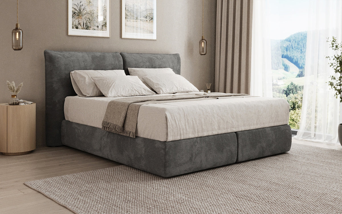 Boxspringbed Pillo in Ribstof