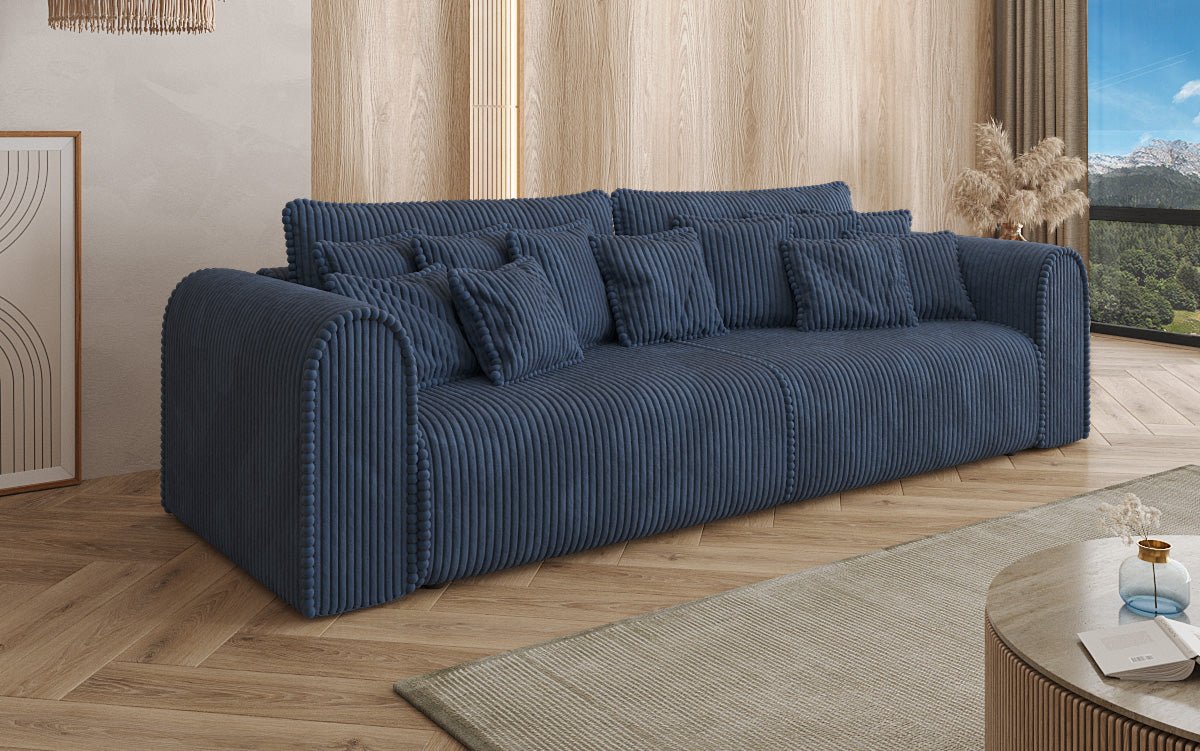 Designerbank Big Buddy 3-zits met slaapfunctie en opbergruimte in breed ribfluweel