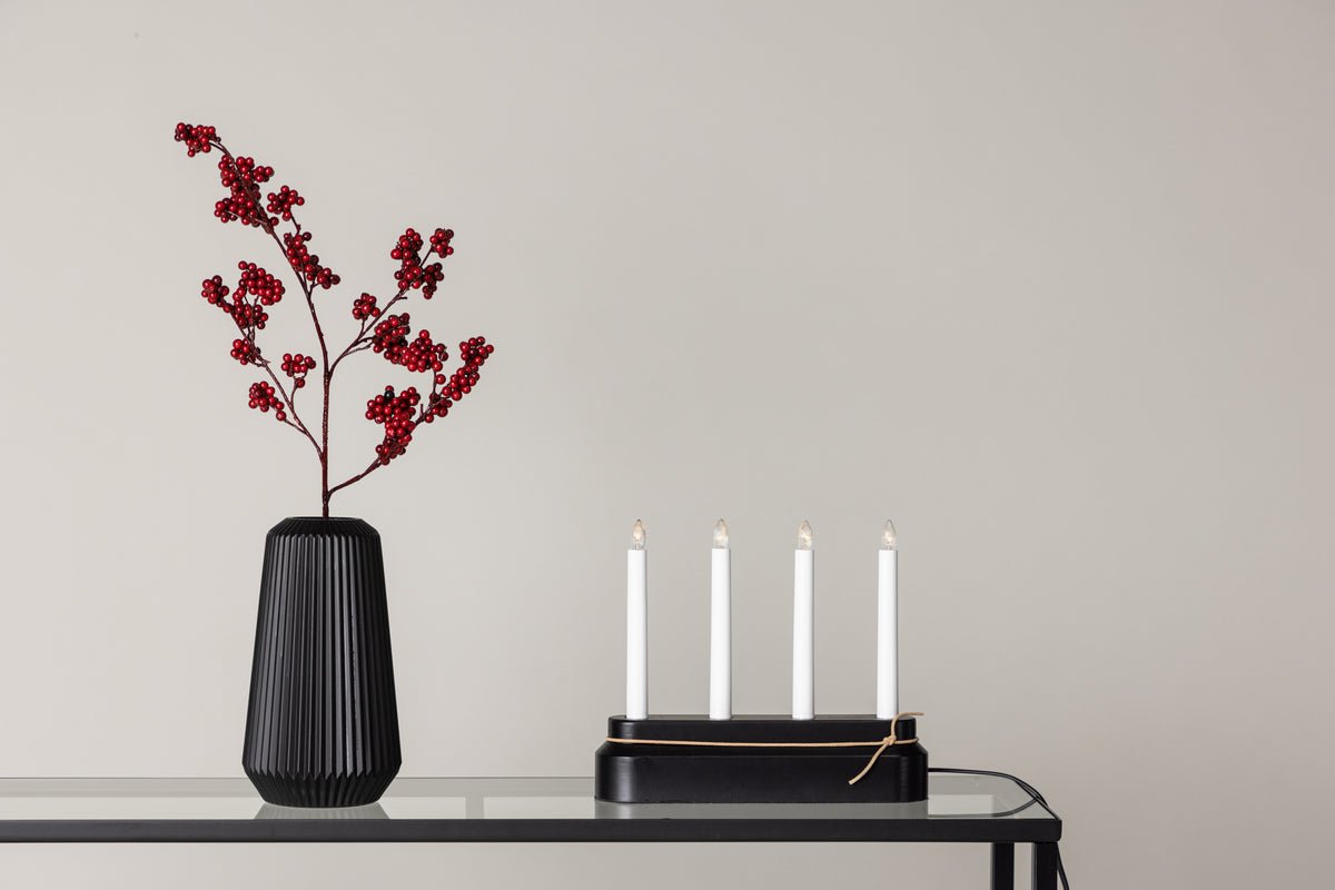 Kerstverlichting Fjordlicht - in Zwart met 4 kaarsen