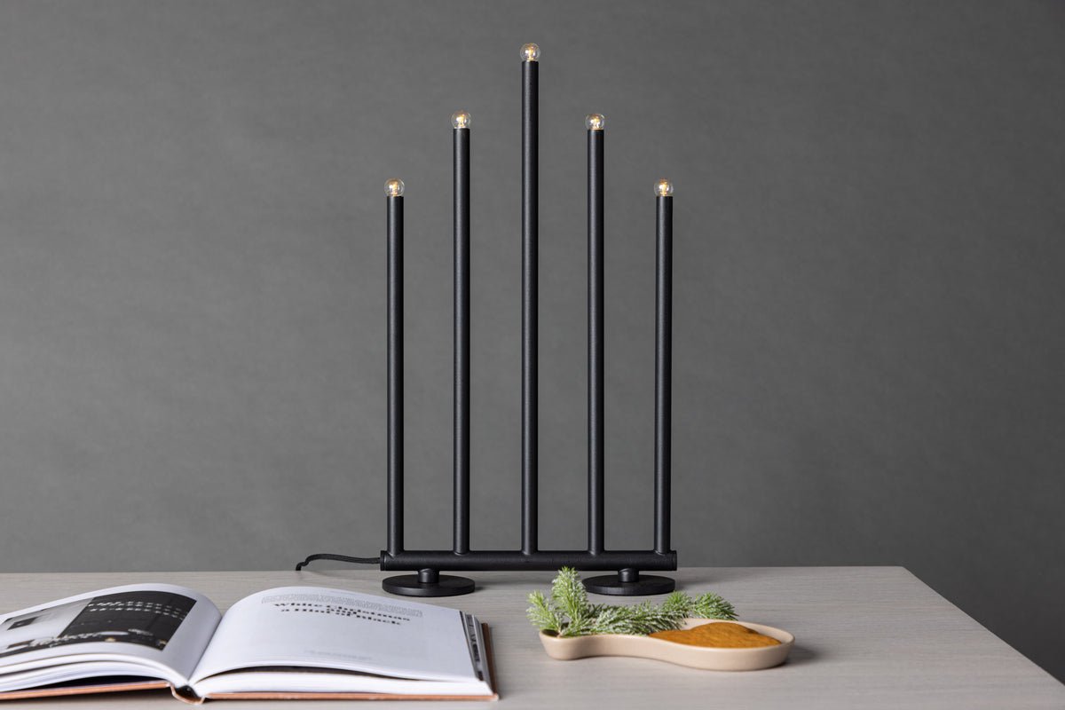 Kerstkaarsenhouder Sneeuwval - 5 kaarsen in zilver of Zwart