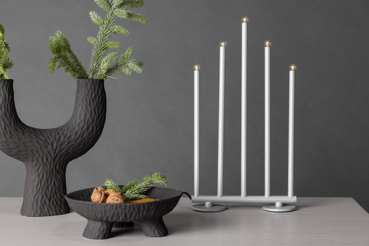 Kerstkaarsenhouder Sneeuwval - 5 kaarsen in zilver of Zwart