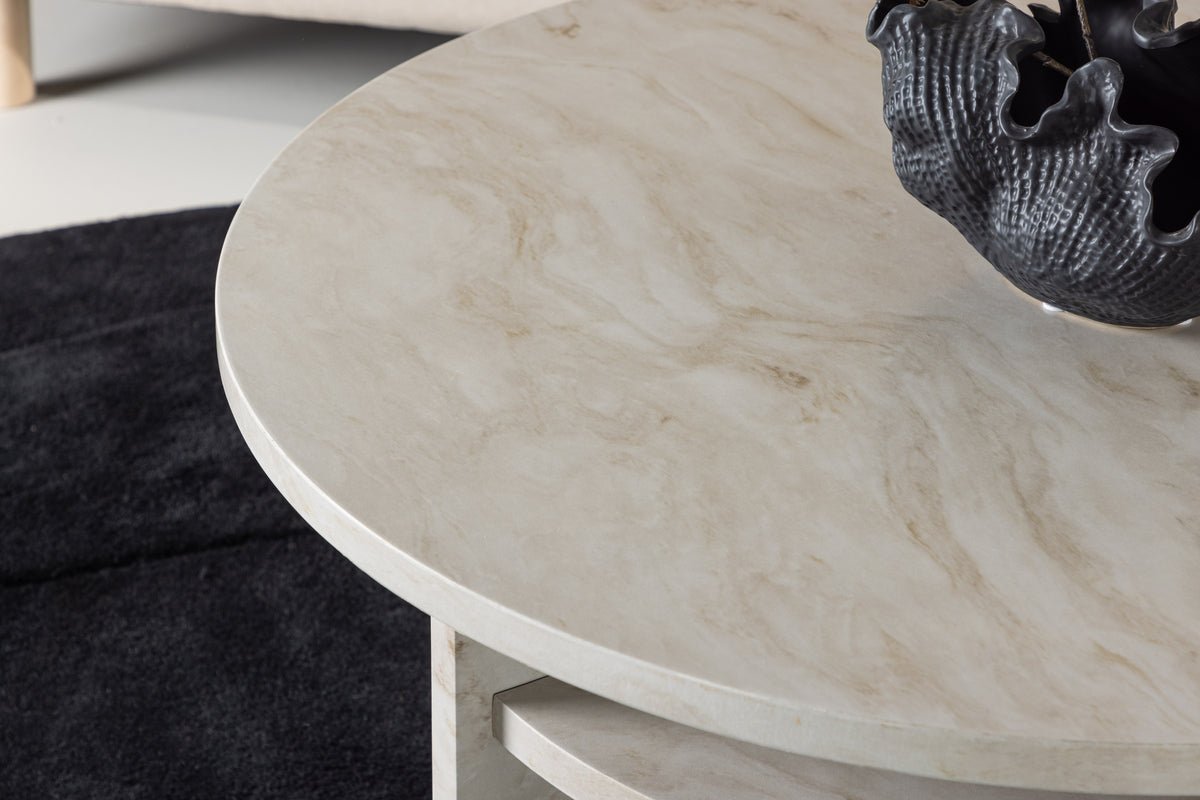 Salontafel Morma - met marmerlook en opbergvak