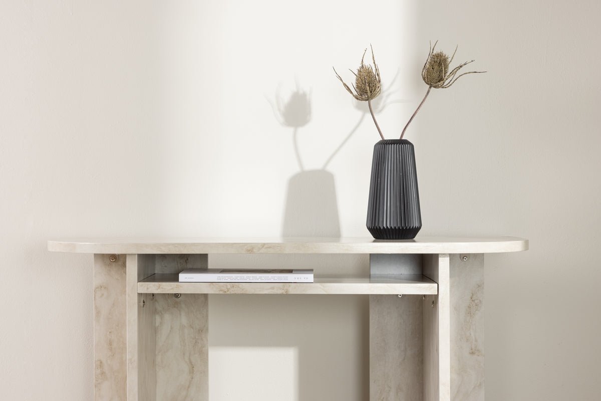 Bijzettafel Linda – in Beige met marmerlook