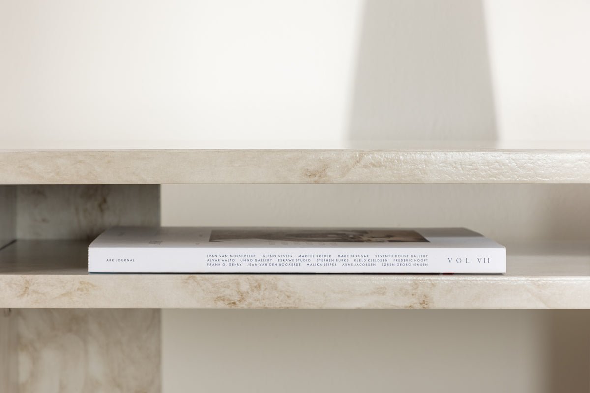 Bijzettafel Linda – in Beige met marmerlook