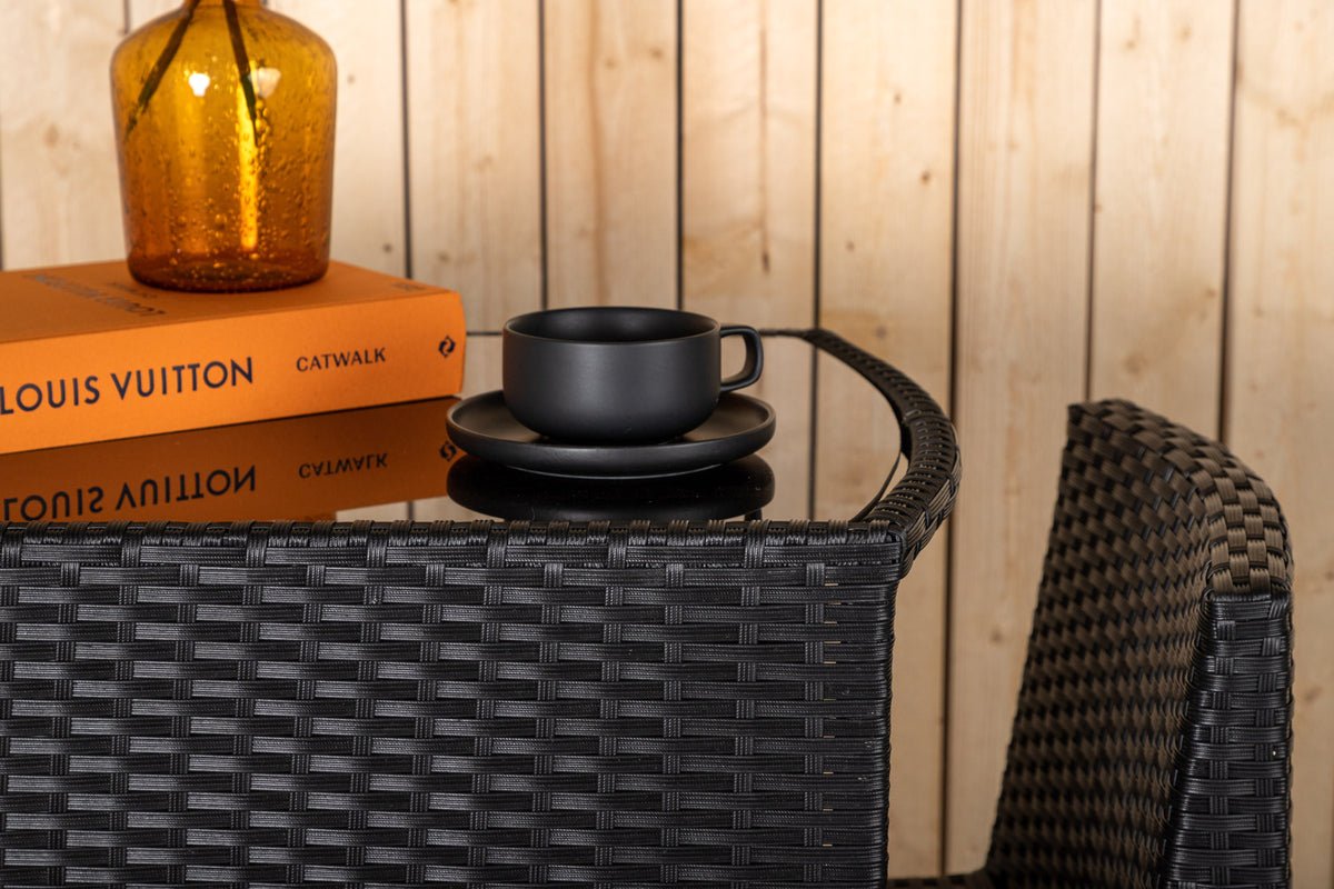 Balkonset Bob - in keuze uit zwart of grijs rattan