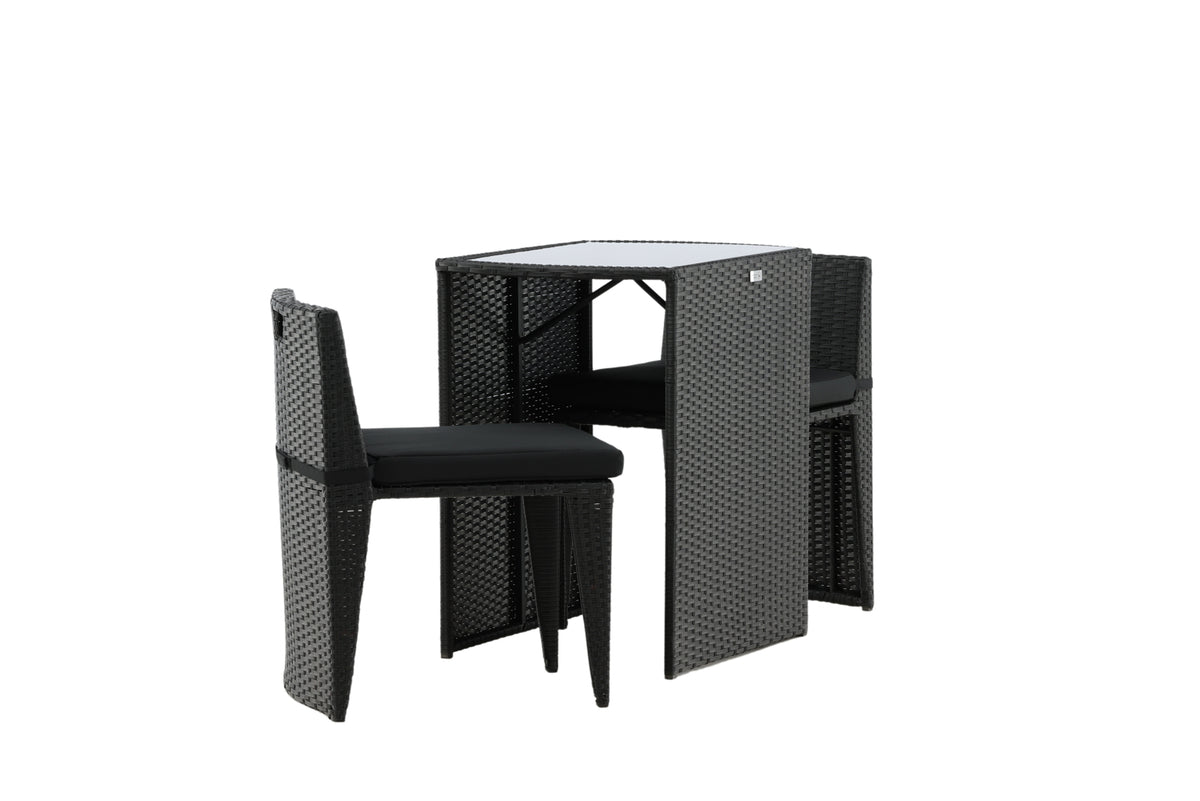 Balkonset Bob - in keuze uit zwart of grijs rattan