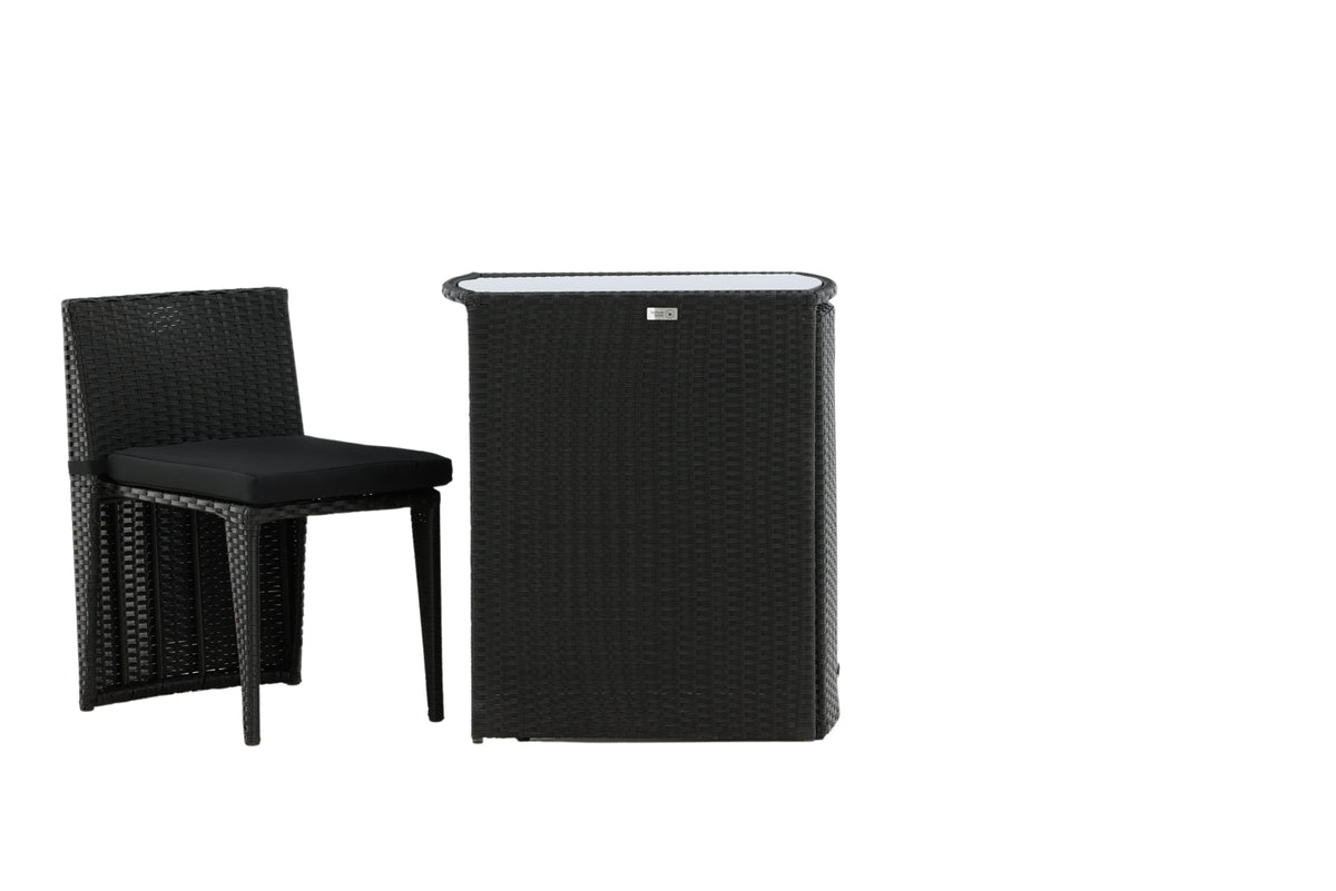 Balkonset Bob - in keuze uit zwart of grijs rattan