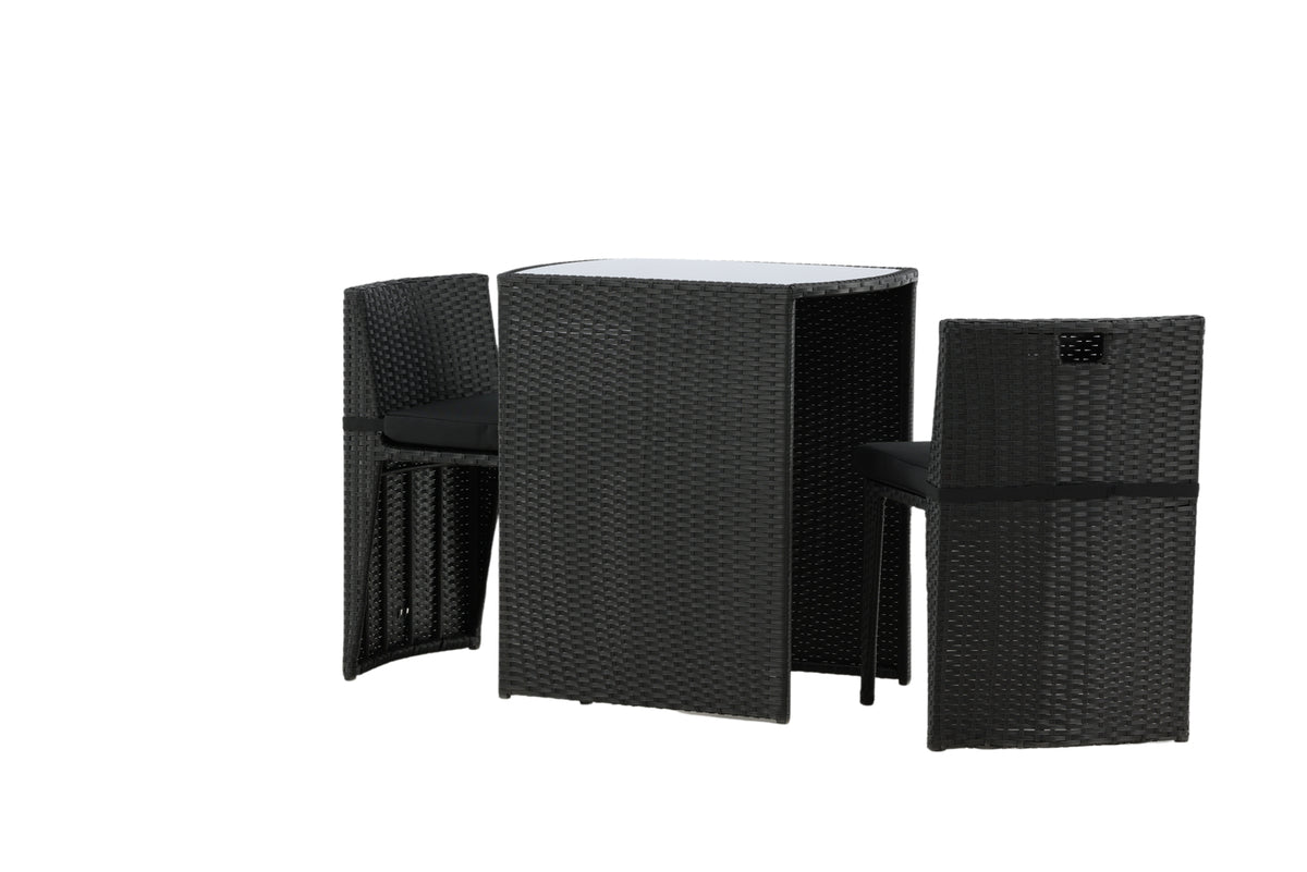 Balkonset Bob - in keuze uit zwart of grijs rattan