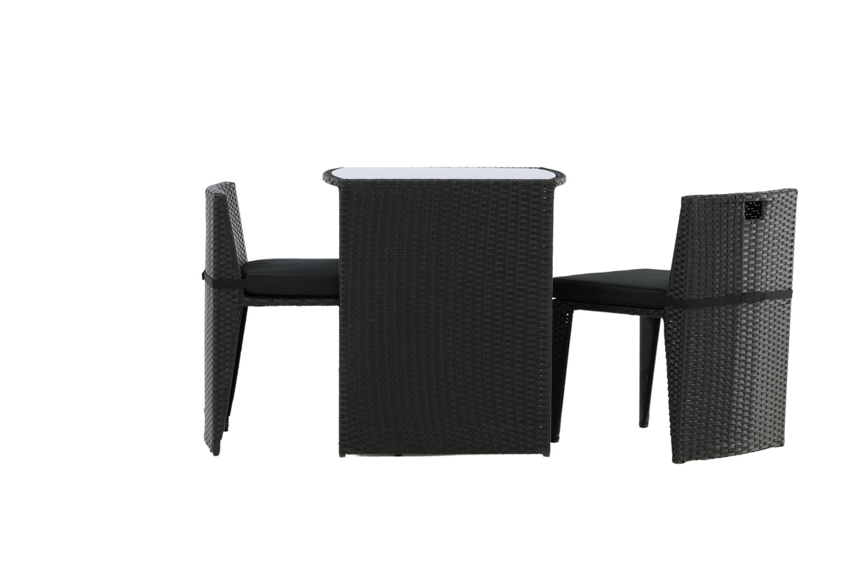 Balkonset Bob - in keuze uit zwart of grijs rattan