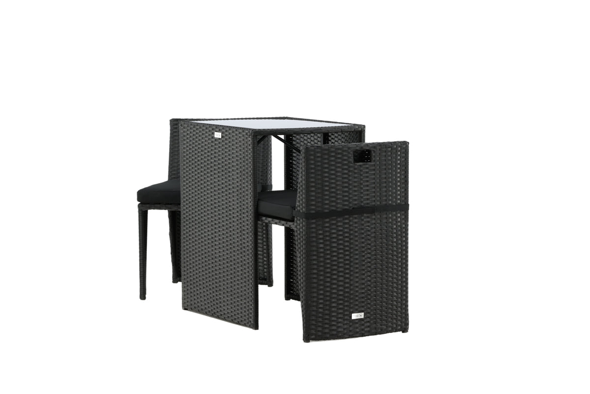 Balkonset Bob - in keuze uit zwart of grijs rattan