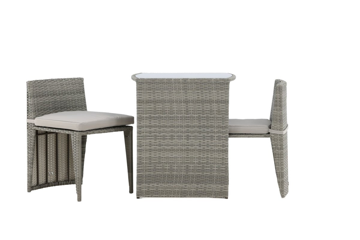 Balkonset Bob - in keuze uit zwart of grijs rattan