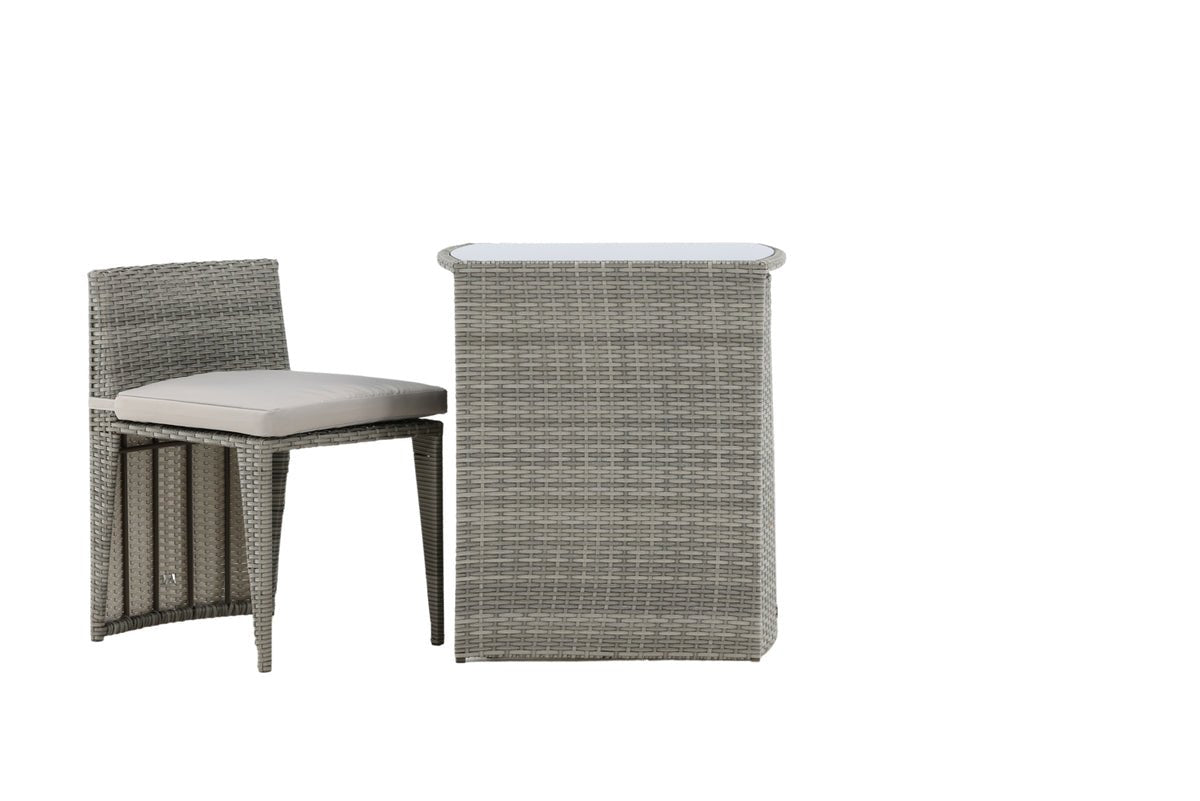 Balkonset Bob - in keuze uit zwart of grijs rattan