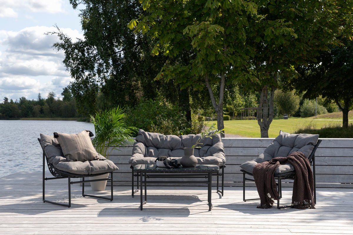 Tuin Loungeset Marvella – 4-delig Outdoor Sofa Set in Zwart met kussens