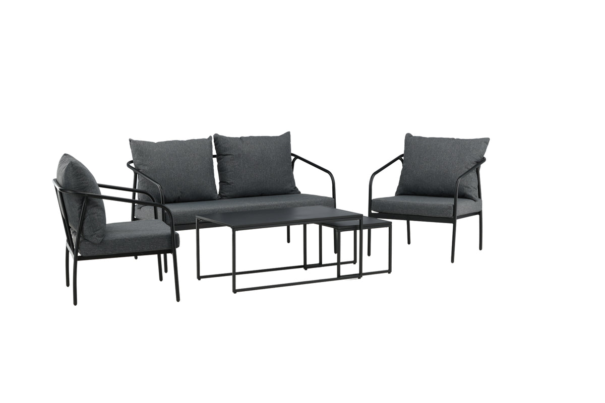 Tuin Loungeset Living - van zwart stalen frame