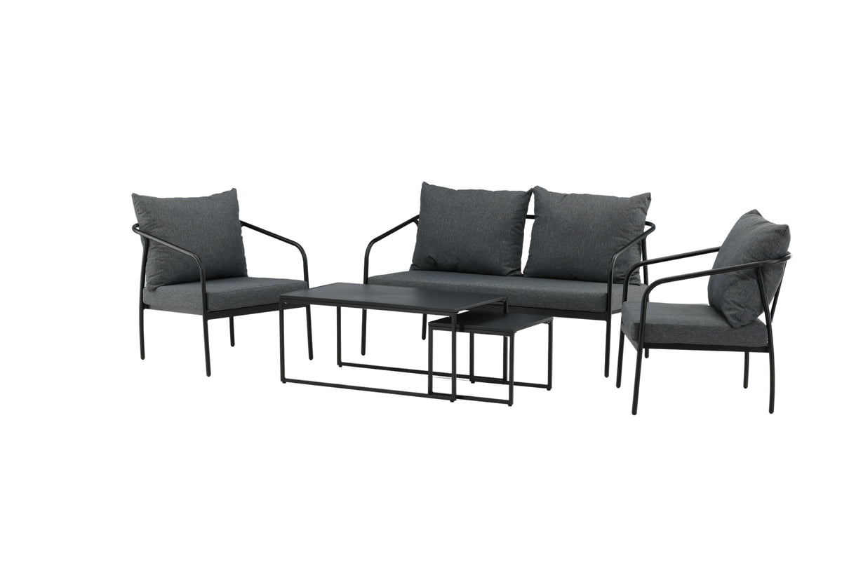 Tuin Loungeset Living - van zwart stalen frame