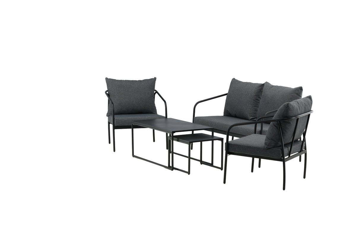 Tuin Loungeset Living - van zwart stalen frame