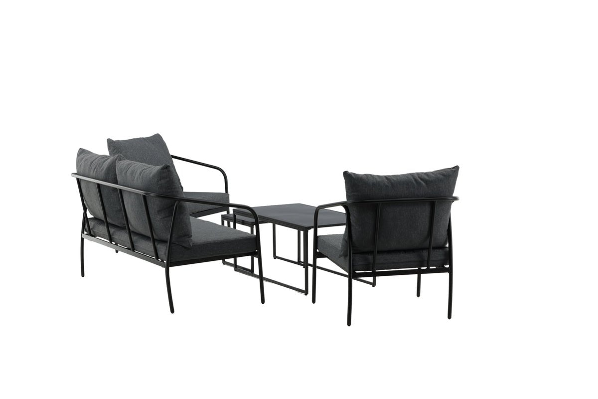 Tuin Loungeset Living - van zwart stalen frame