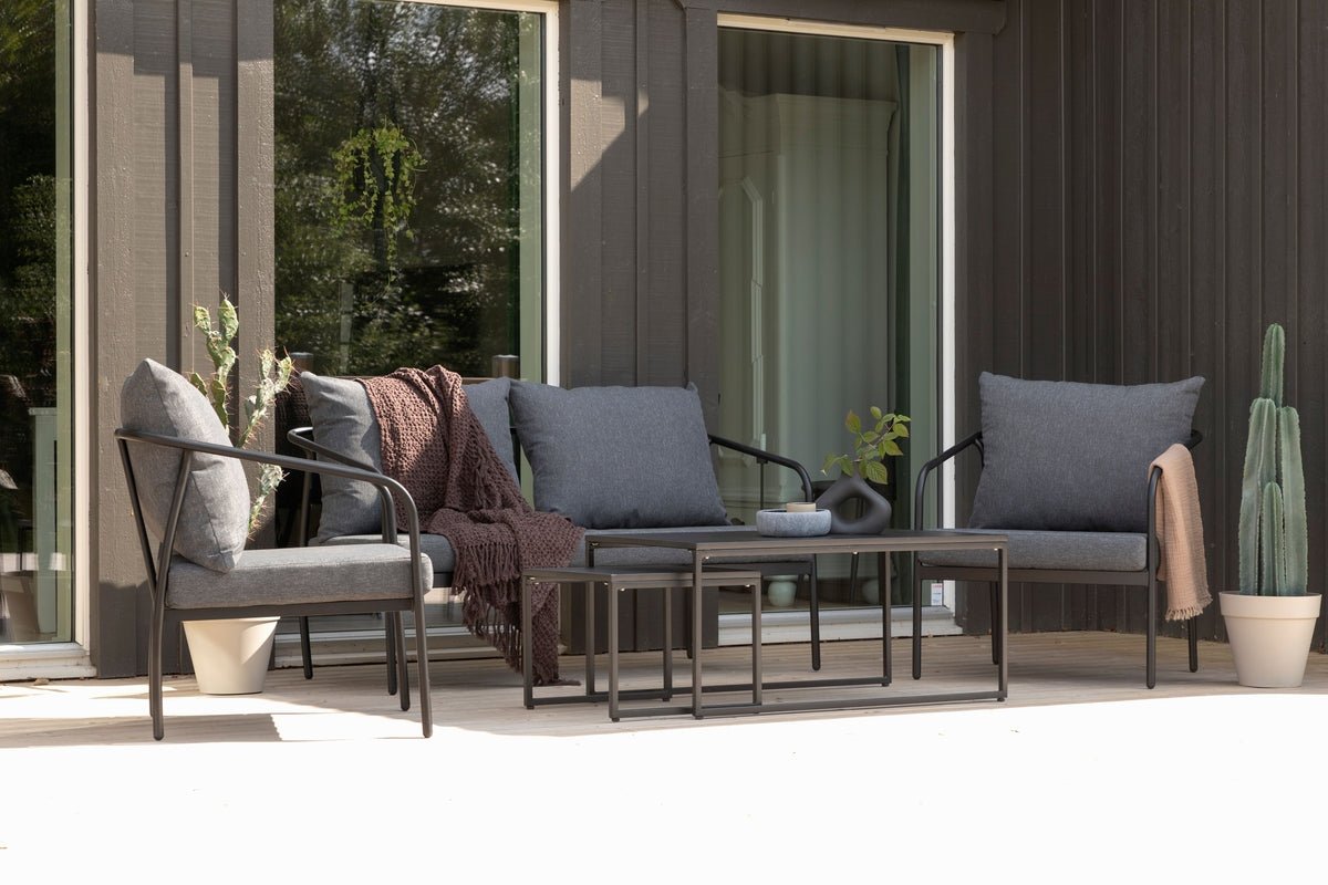 Tuin Loungeset Living - van zwart stalen frame