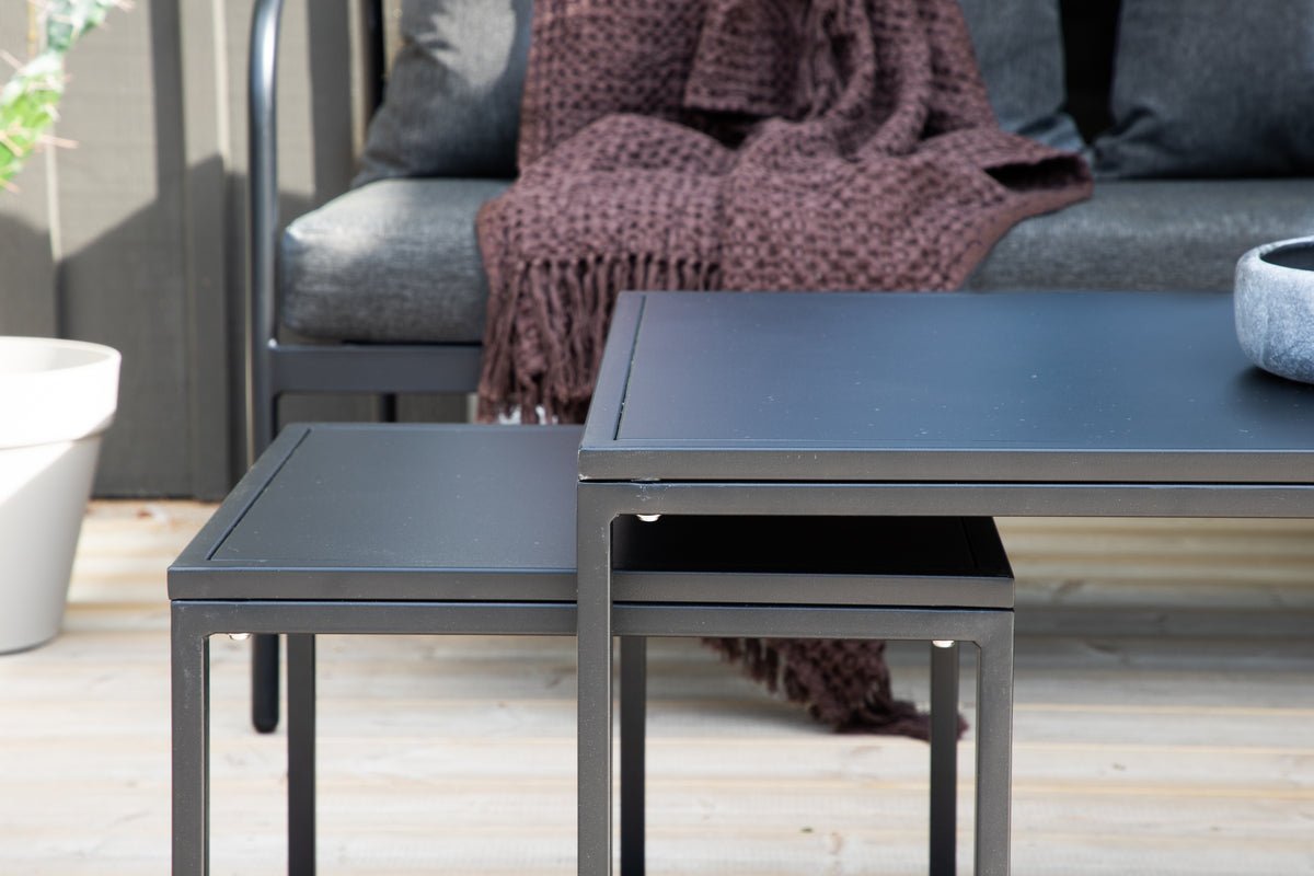 Tuin Loungeset Living - van zwart stalen frame