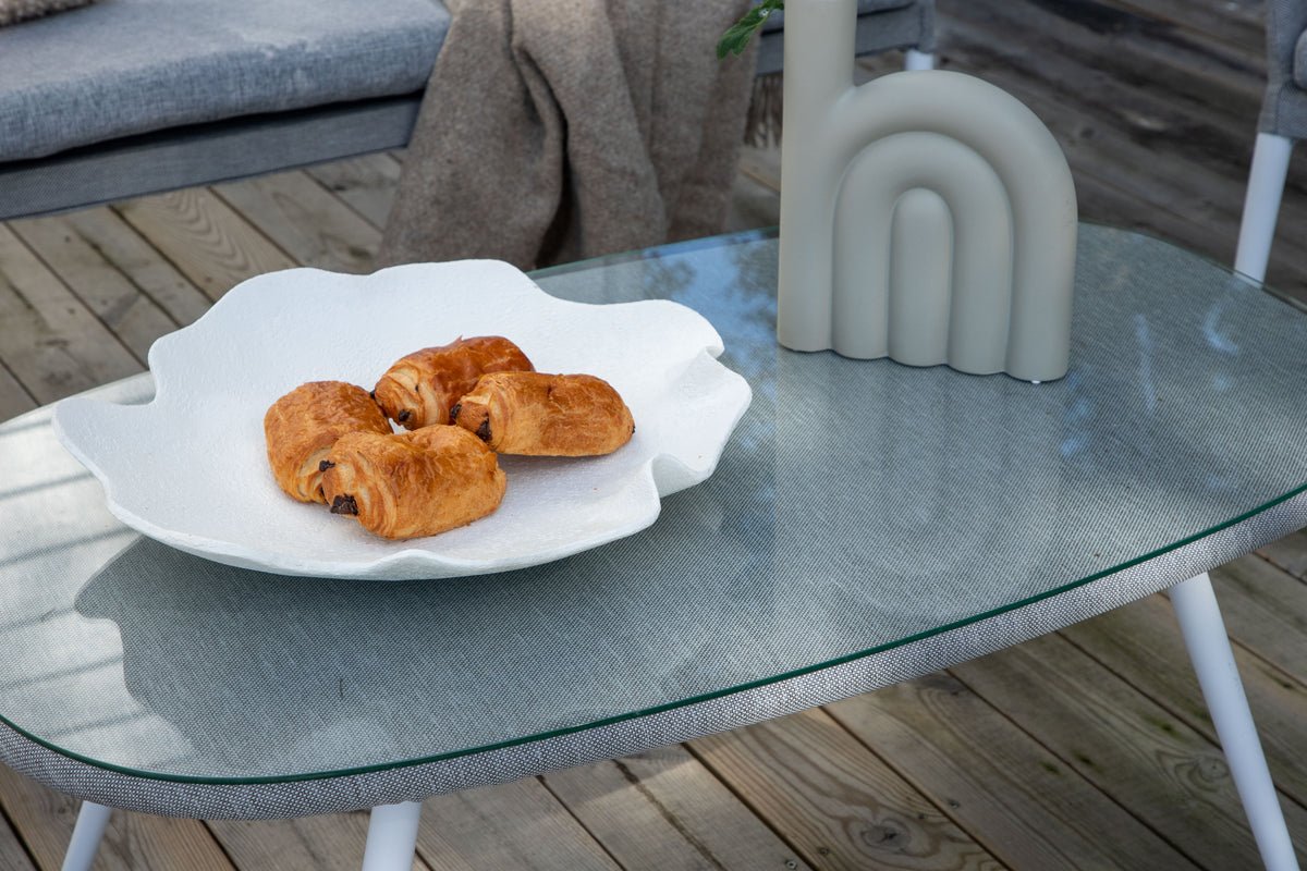 Tuin loungeset Morena - in wit met grijze stof