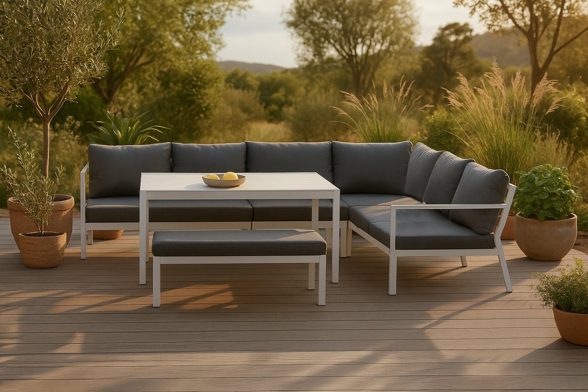 Tuin Loungeset Jule – 4-delige set met grijze kussens