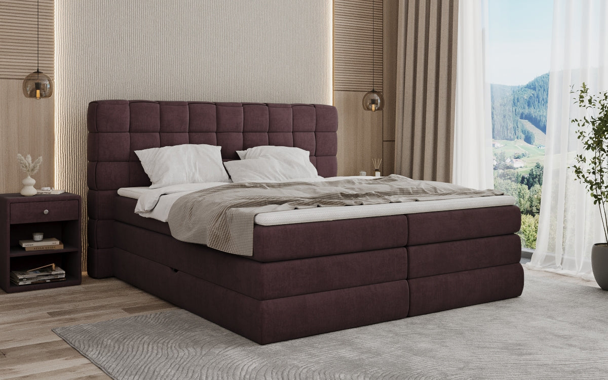 Boxspringbed Trama met opbergruimte in Fluweel
