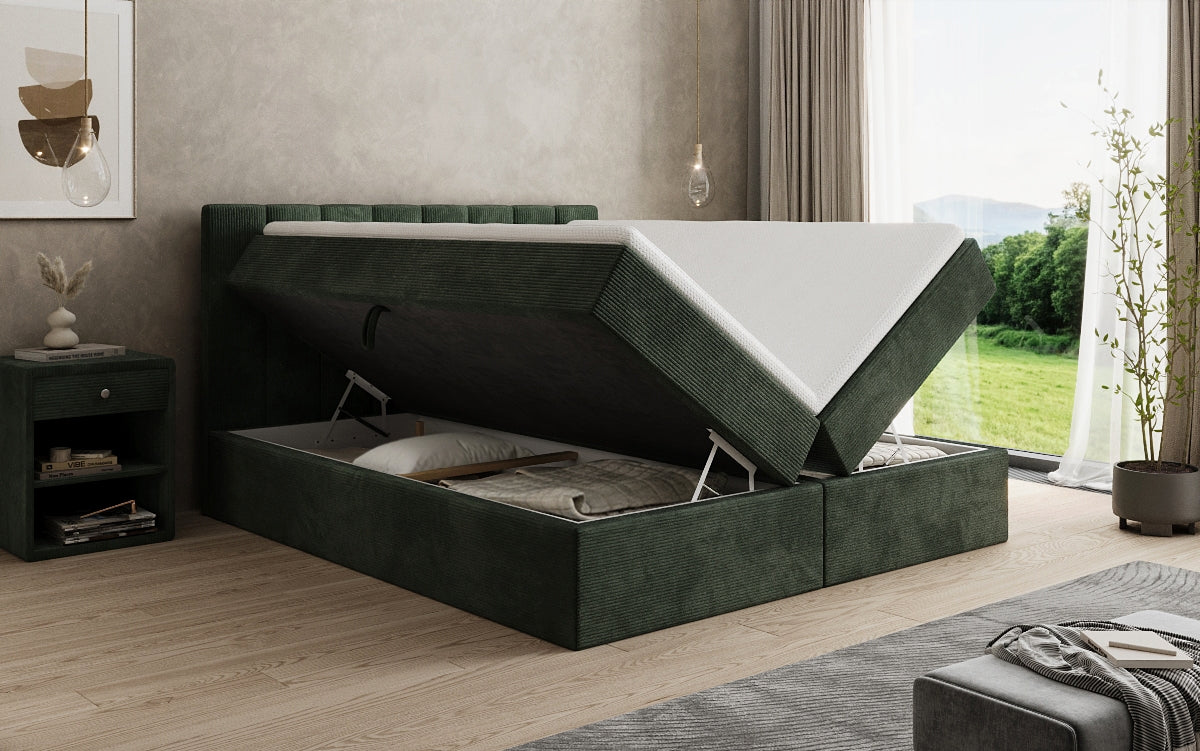 Boxspringbed Sofia in Ribstof met opbergruimte