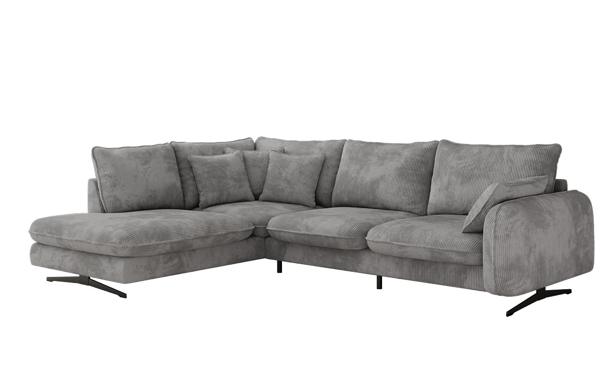 Designhoekbank Laguna met metalen poten in Ribstof