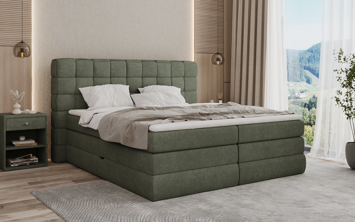 Boxspringbed Trama met opbergruimte in Stof