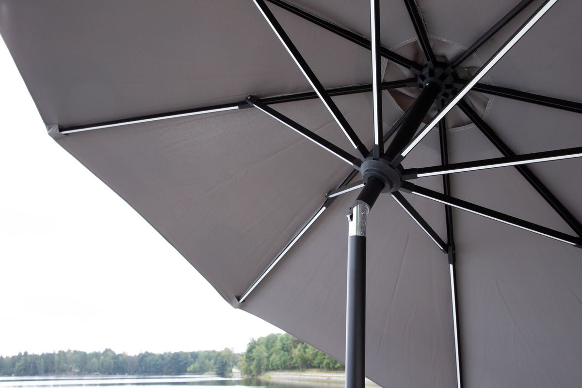 Parasol Lightning – Ø270 cm in keuze uit Zwart of Grijs