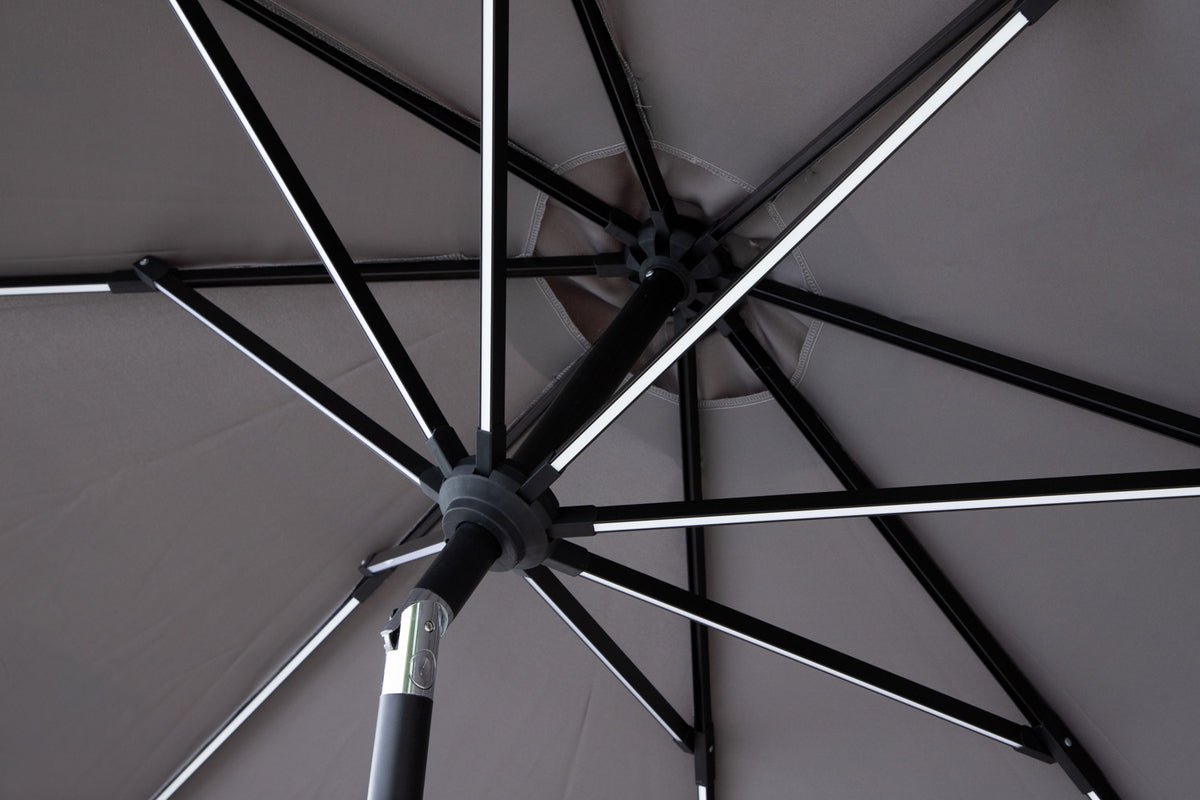 Parasol Lightning – Ø270 cm in keuze uit Zwart of Grijs
