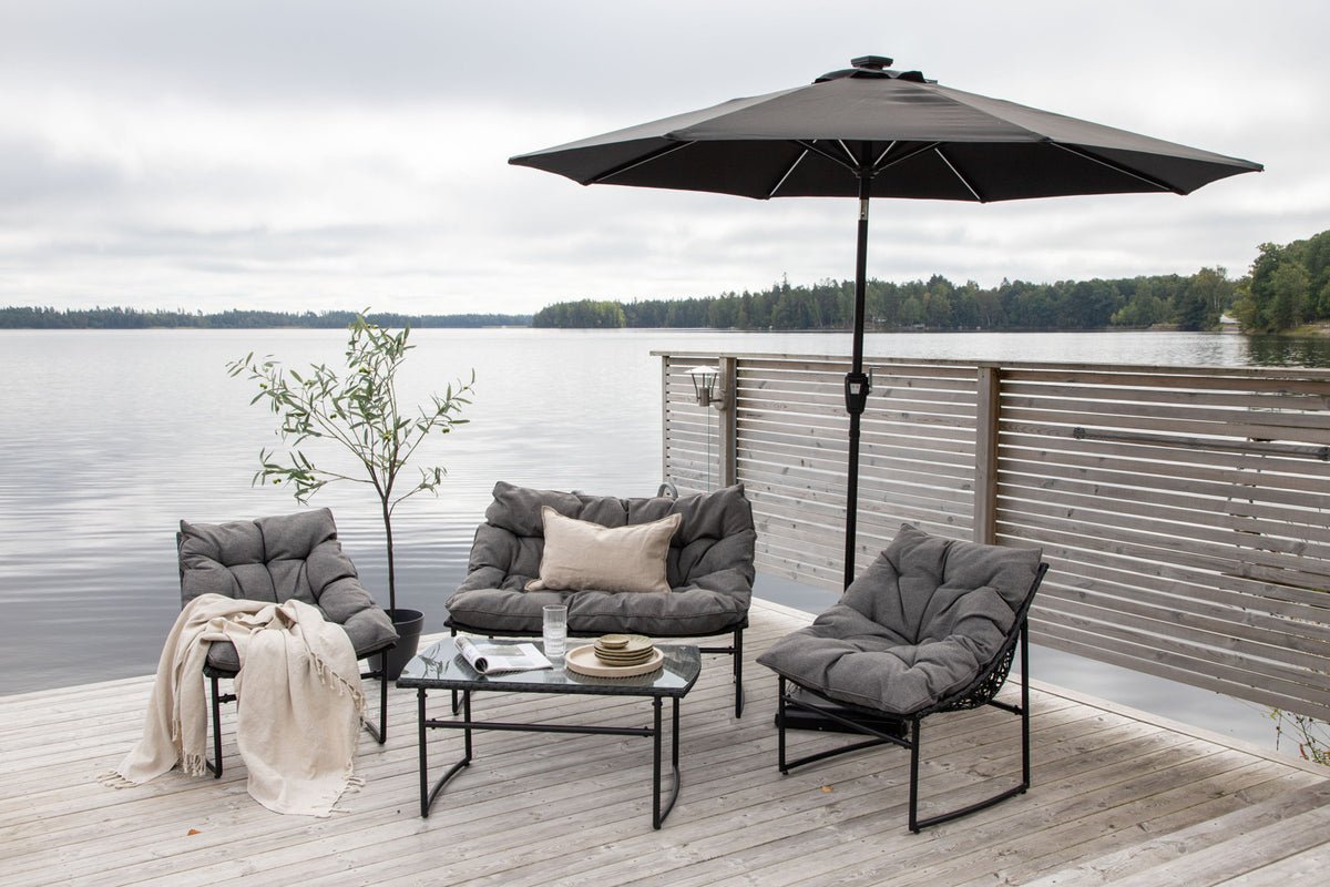 Parasol Lightning – Ø270 cm in keuze uit Zwart of Grijs