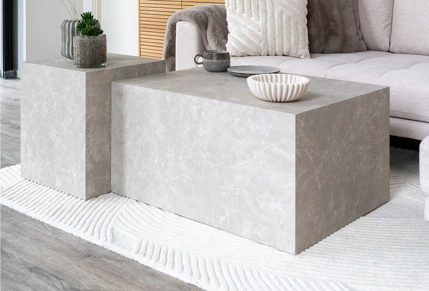 Designer salontafel Paris in marmerlook 60x80x40 cm