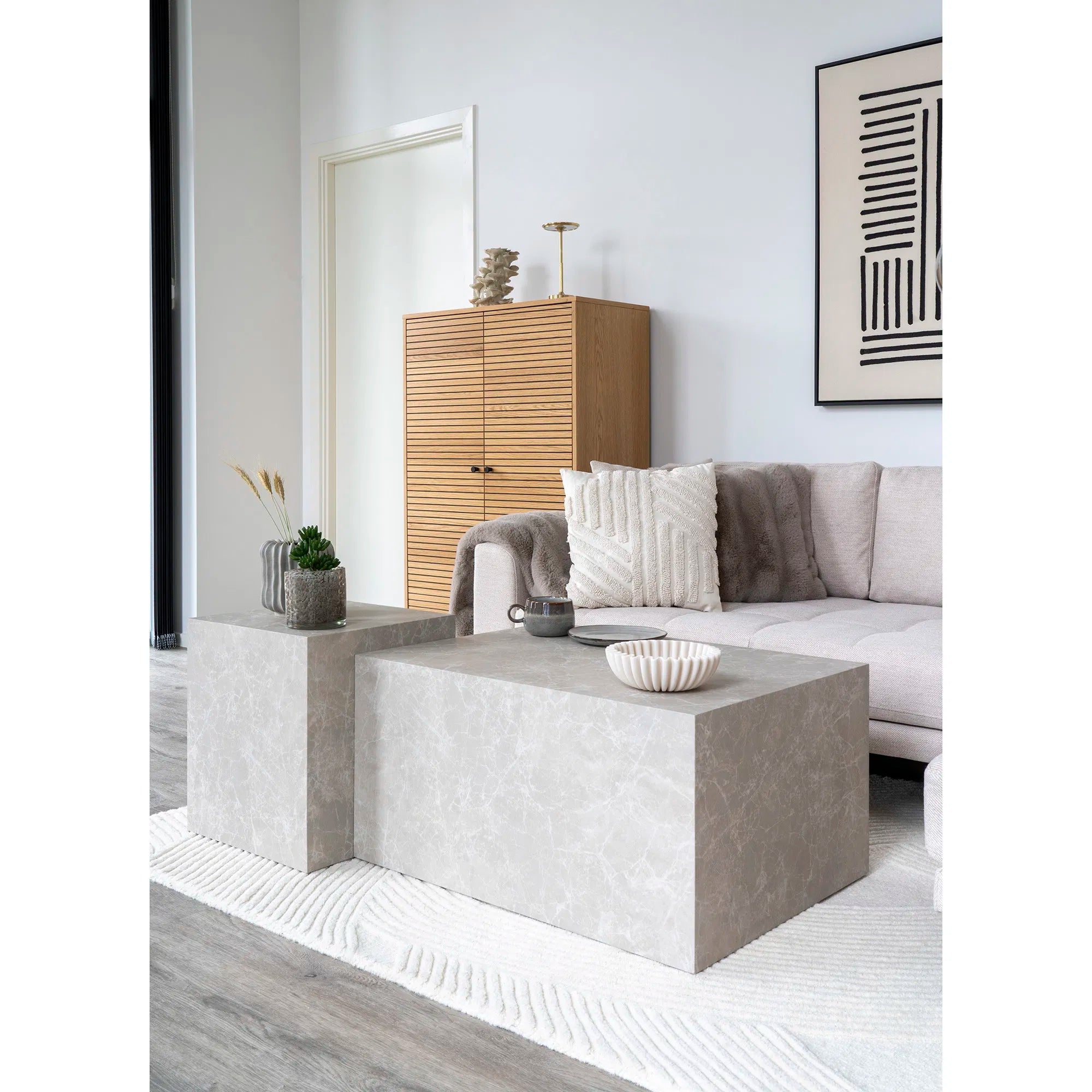 Designer salontafel Paris in marmerlook 60x80x40 cm