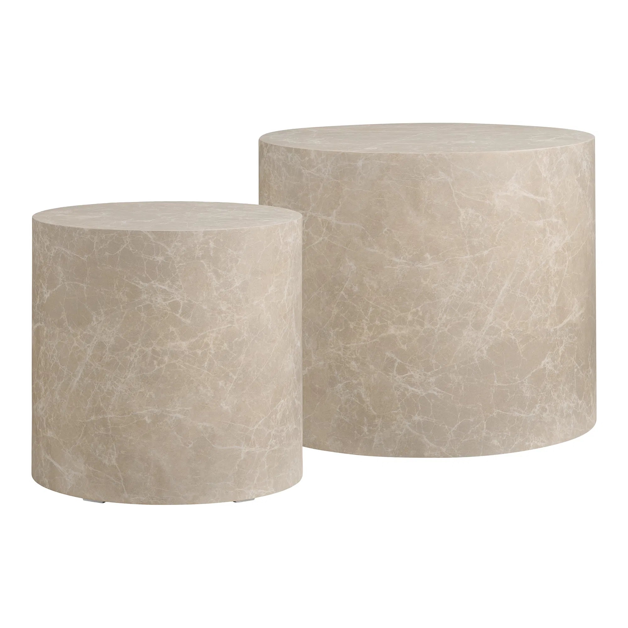 Designer salontafel Parijs 2-delige set rond in marmerlook