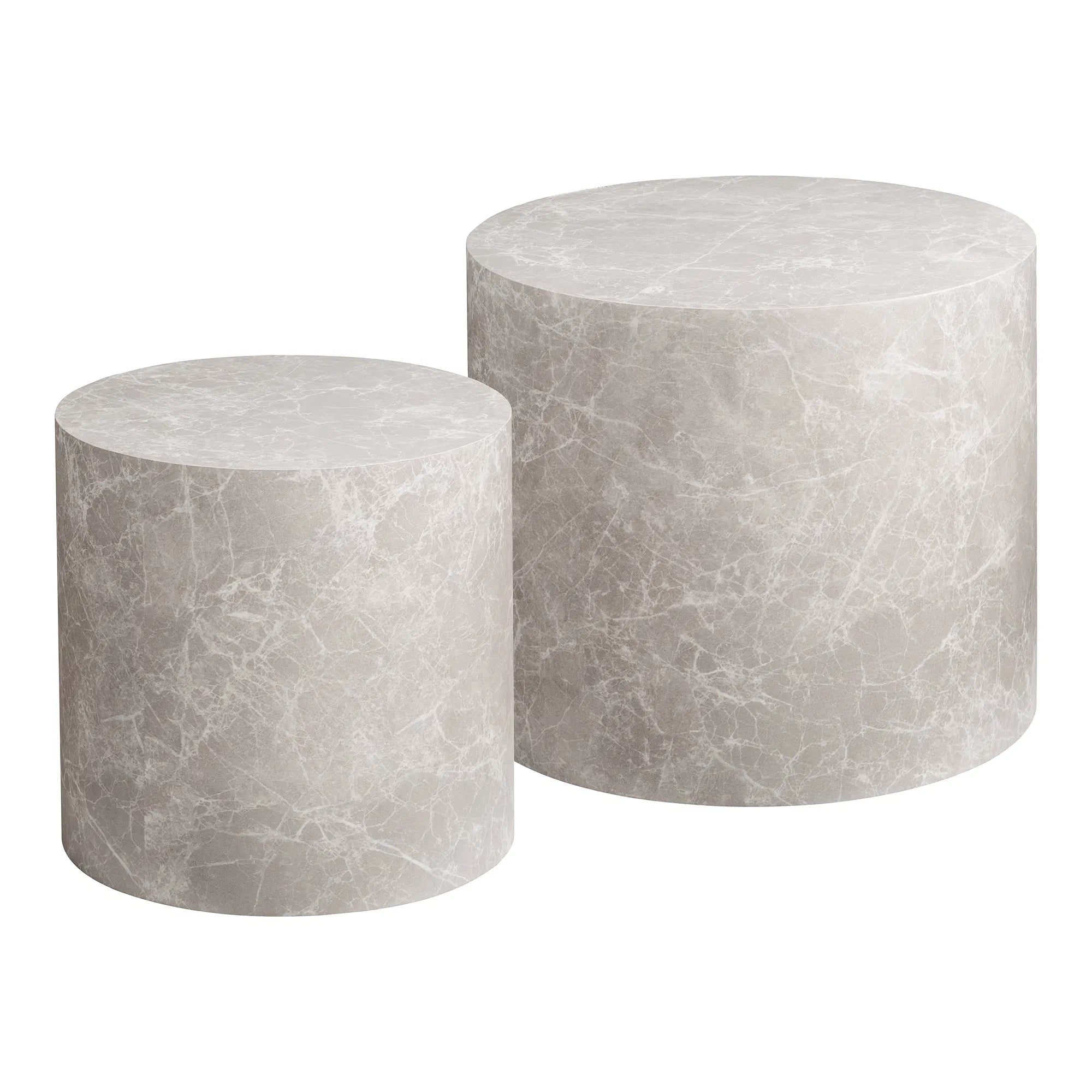 Designer salontafel Parijs 2-delige set rond in marmerlook
