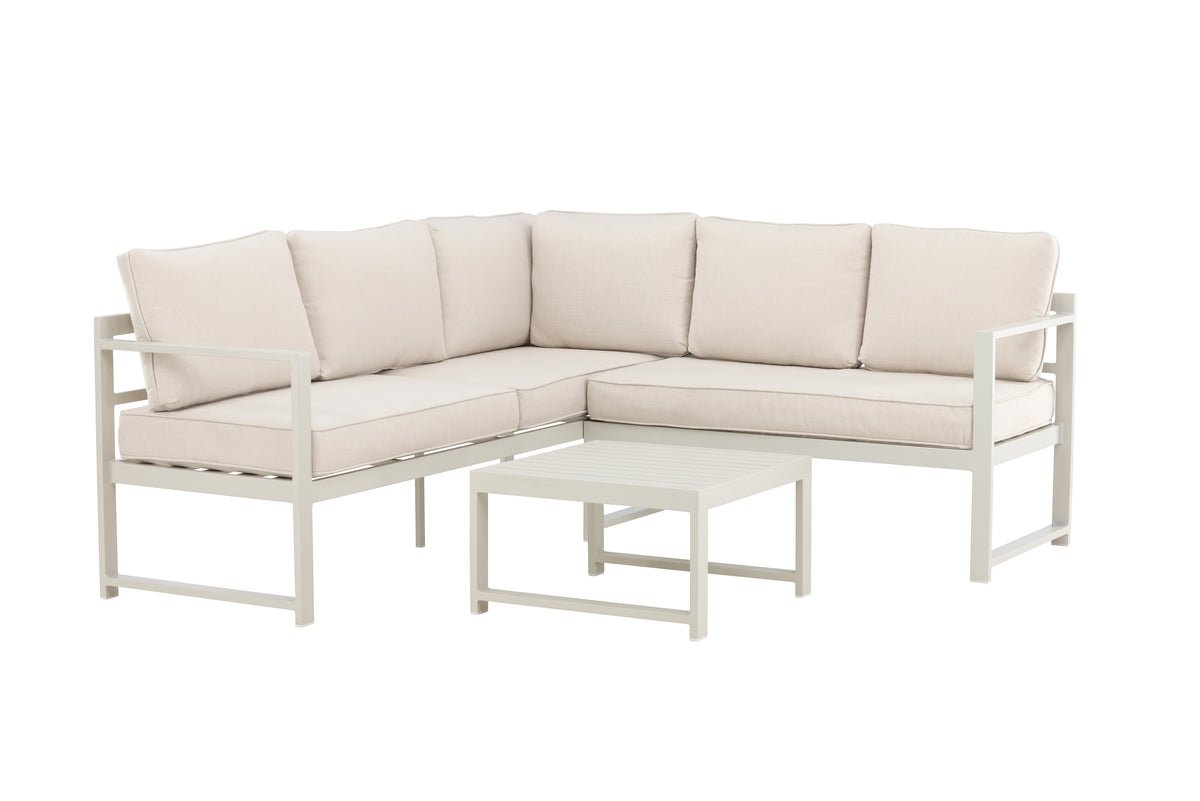 Tuin Loungeset Nadi – 3-delig met tafel in Beige van aluminium & polyester