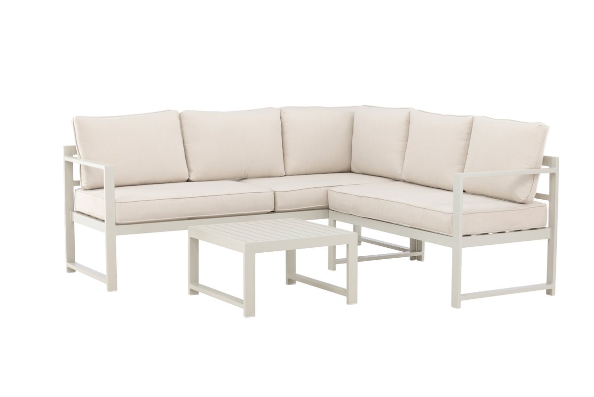 Tuin Loungeset Nadi – 3-delig met tafel in Beige van aluminium & polyester