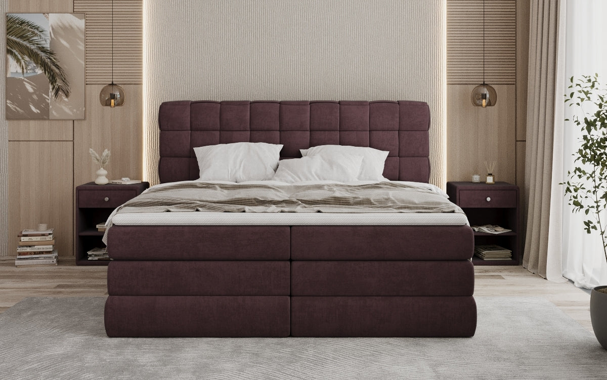 Boxspringbed Trama met opbergruimte in Fluweel