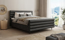 Boxspringbed Tubo in structuurstof met opbergruimte