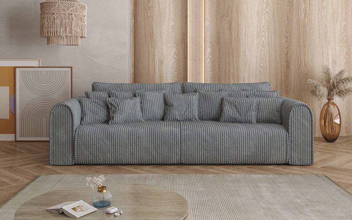 Designerbank Big Buddy 3-zits met slaapfunctie en opbergruimte in breed ribfluweel